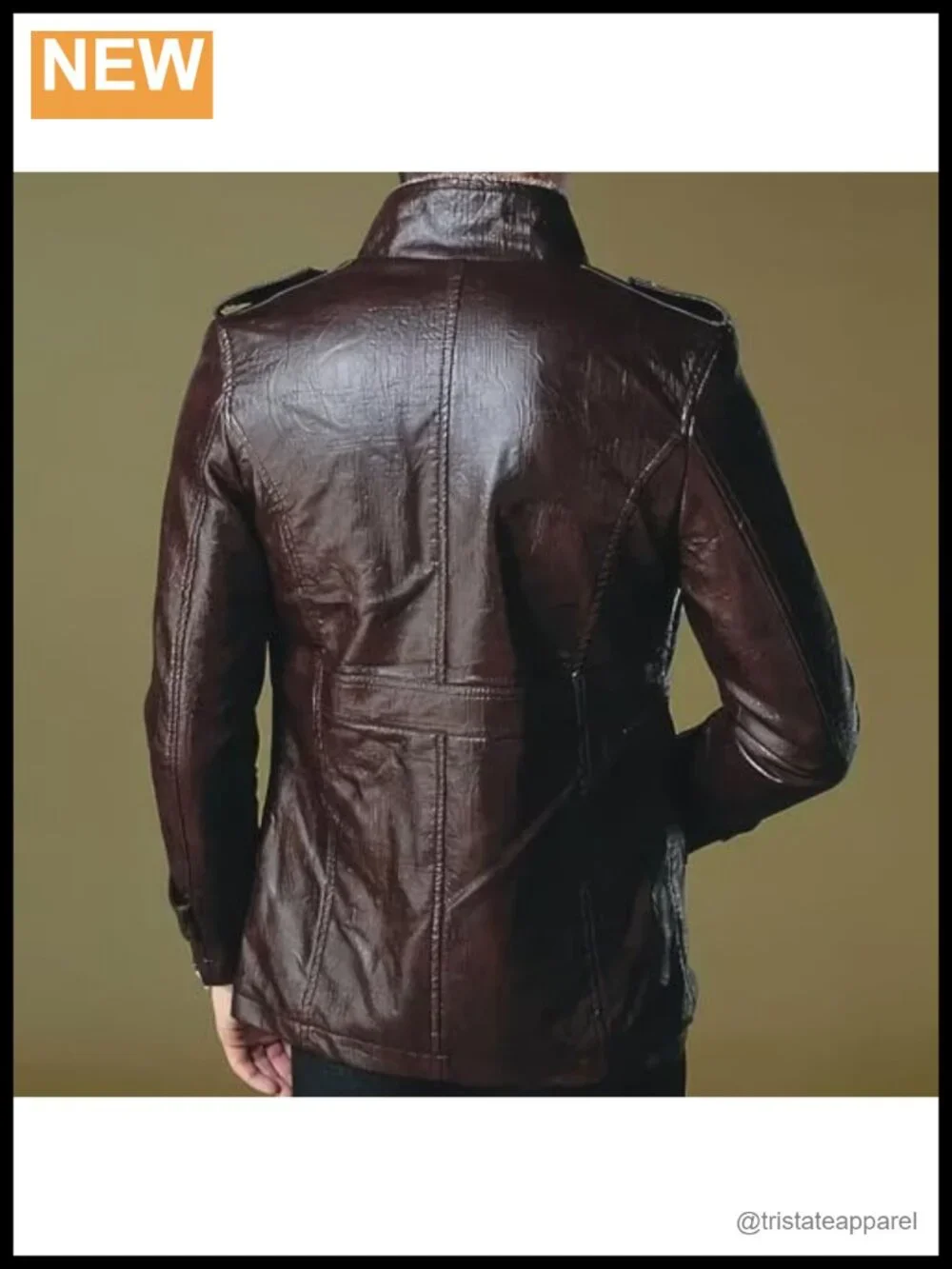 Men's Vintage Leather Winter Coat Fleece Lined Windproof Waterproof